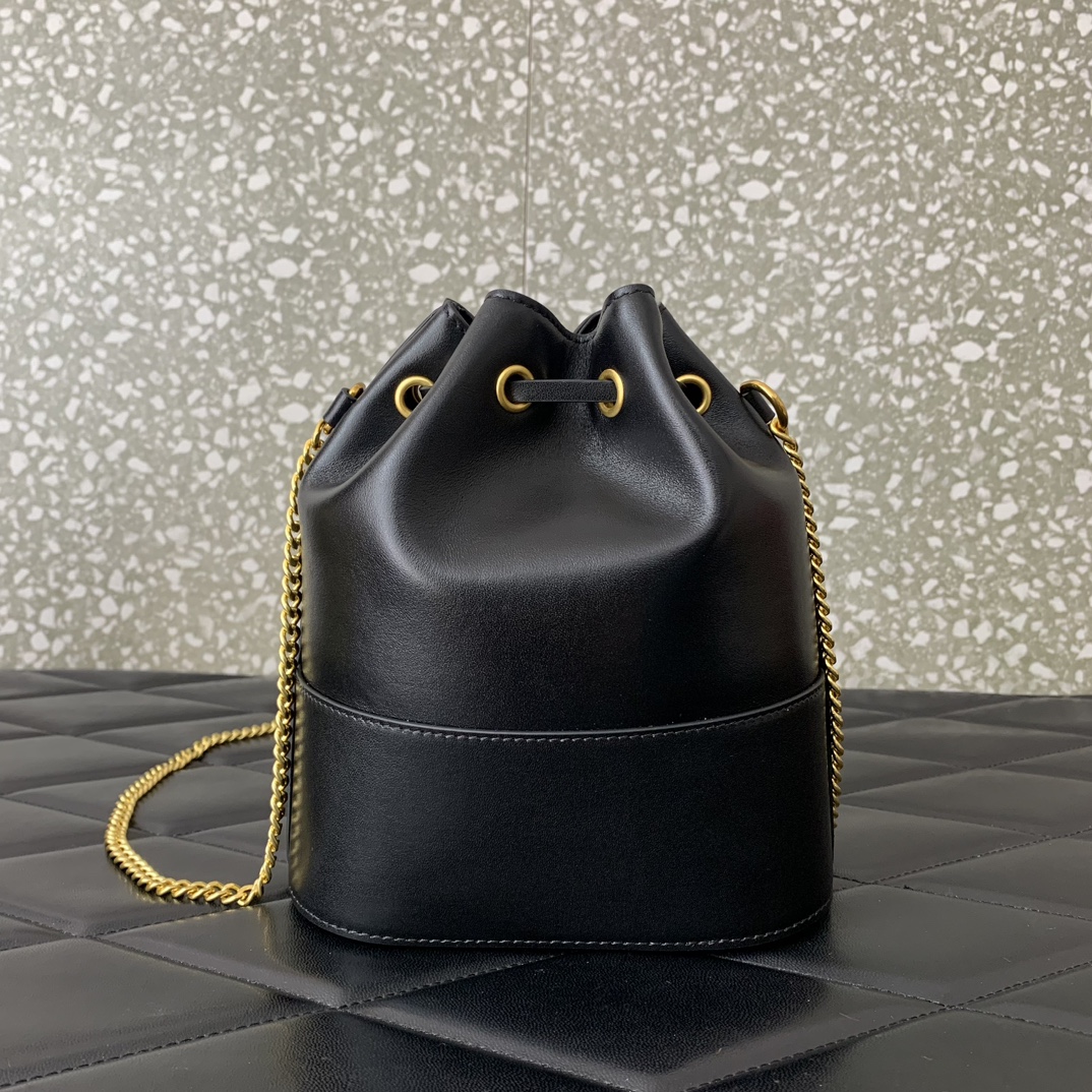 Valentino Garavani VLogo Signature Mini Bucket Bag in Black Nappa Leather 